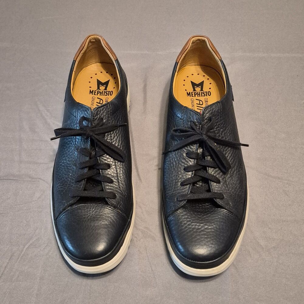 Mephisto Thomas Sneakers Men Size 11.5 Dark Blue Pebbled Leather Shoes Air-Jet